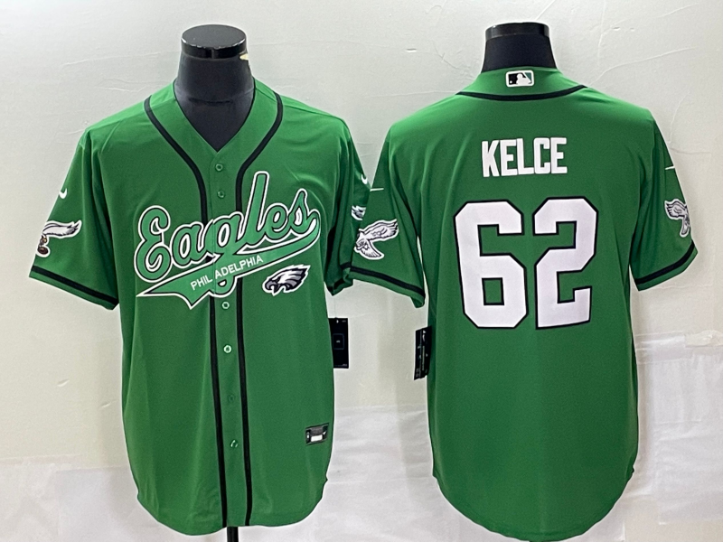 Men's Philadelphia Eagles Jason Kelce #62 Kelly Green Jersey Joint Edition